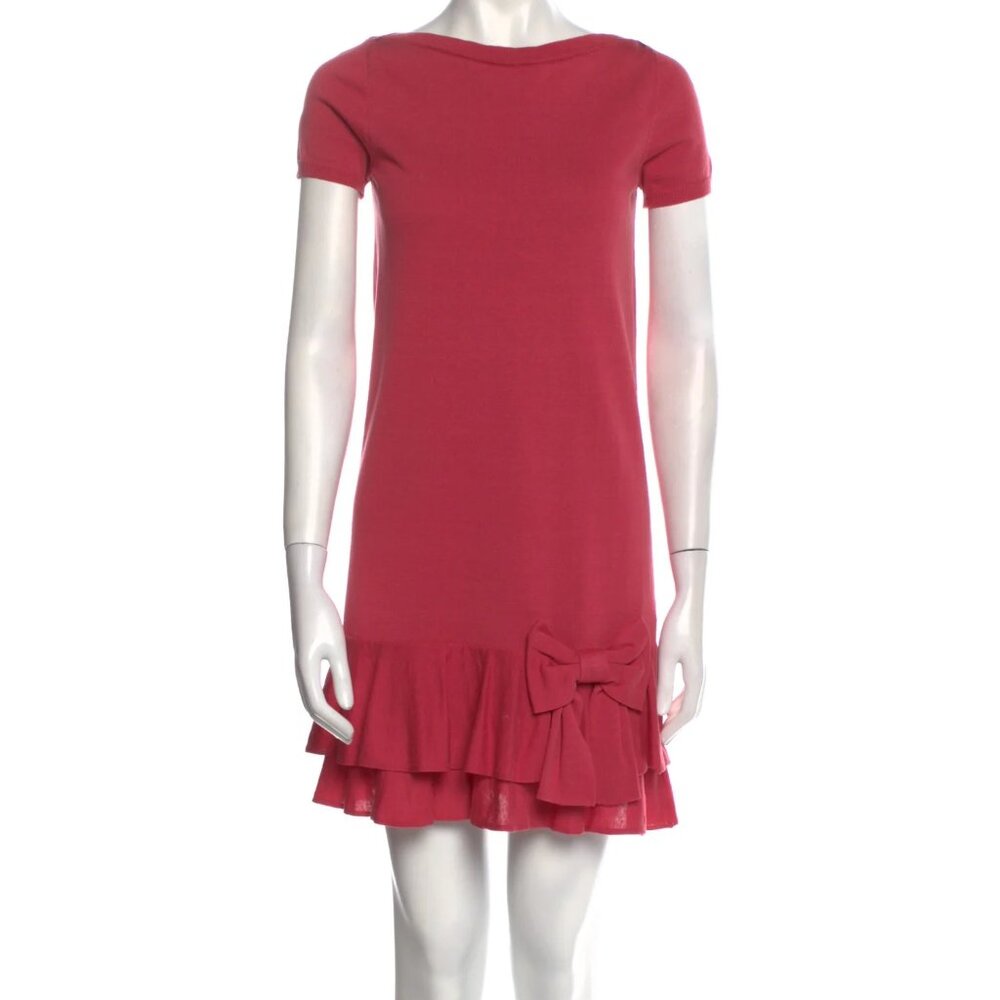 RED Valentino Bateau Neckline Pink Mini Dress, Size: XS